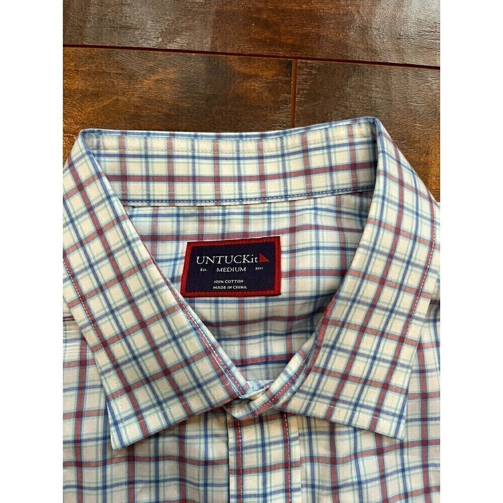 Untuckit Mens Buttons Down Casual Dress Shirt 100% Cotton Mens Size M - Picture 2 of 5